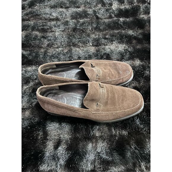 GUCCI Metal Plate Loafers Size 9.5 horse bit  Brown Suede Leather 100 0491 main image 4